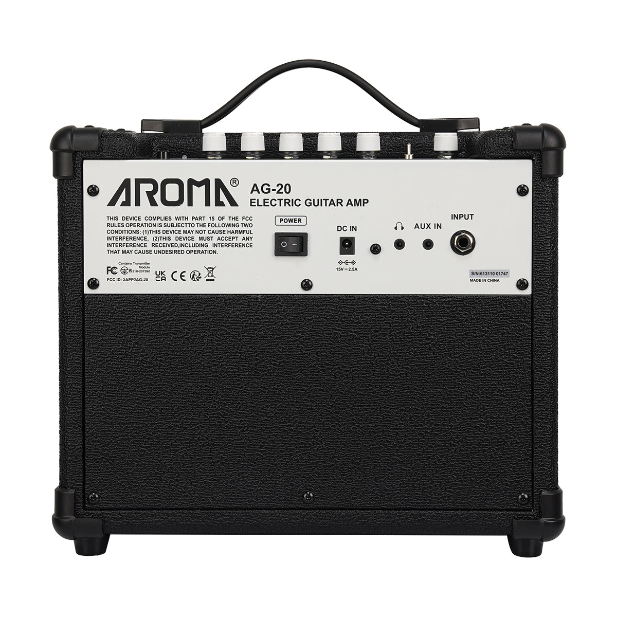 Aroma AG-20 20W Electric Guitar Amp with Bluetooth |  AROMA |  AMPLIFIER-ELECTRIC |  Zoso Music