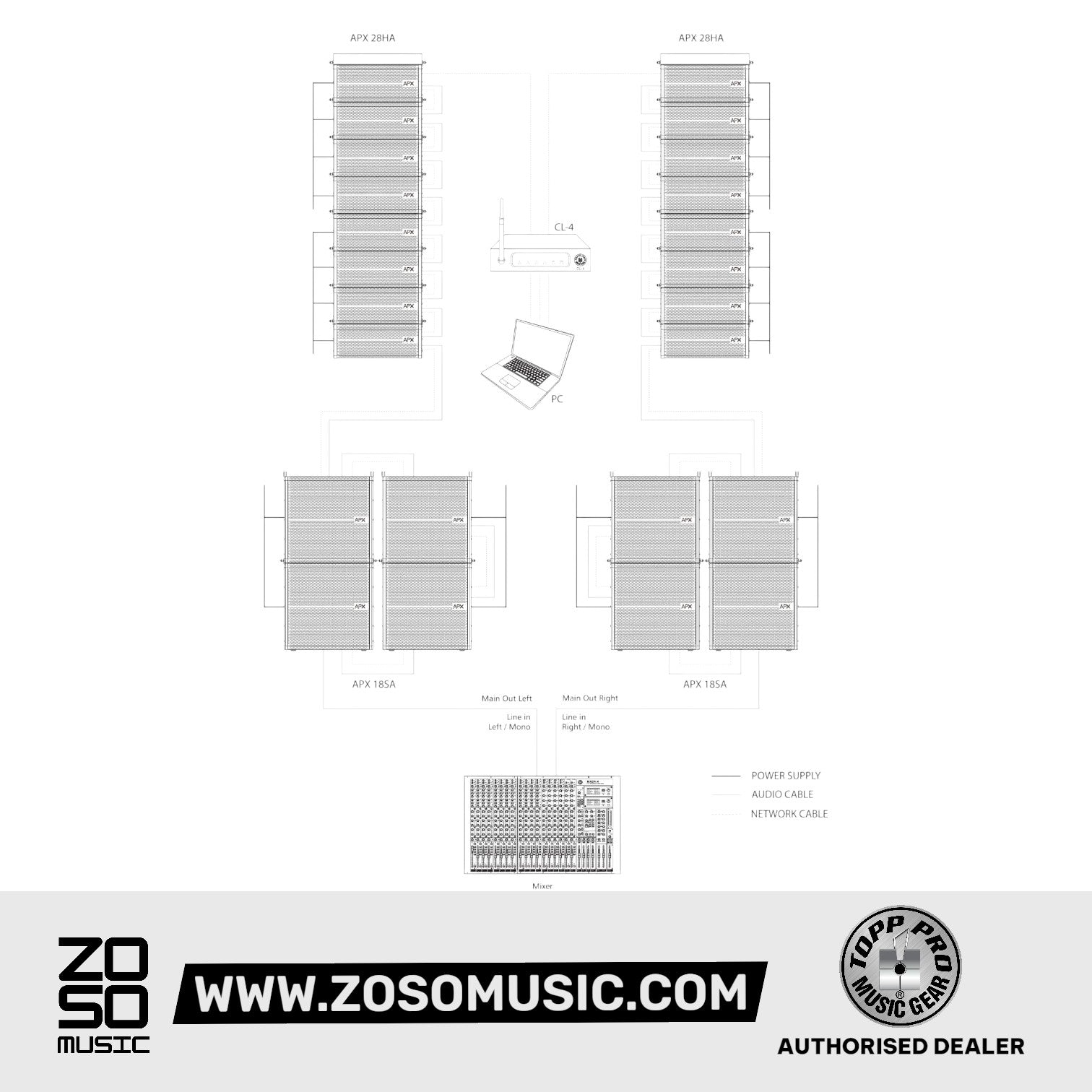 Topp Pro APX 28HA Active Line Array Loudspeaker |  TOPP PRO |  POWERED SPEAKER |  Zoso Music