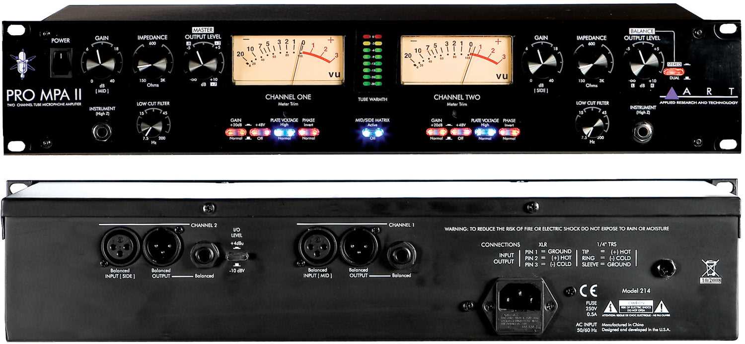 ART Pro MPA II 2-channel Tube Microphone Preamplifier