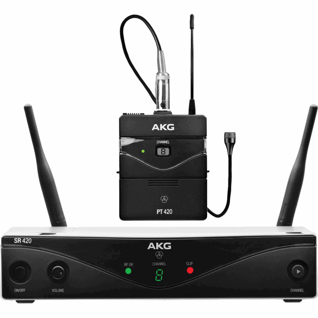 AKG WMS420 Presenter Set Band U1 Professional Wireless Microphone System, Lavalier Mic, 606 - 613 MHz (WMS-420 / WMS 420) | AKG , Zoso Music