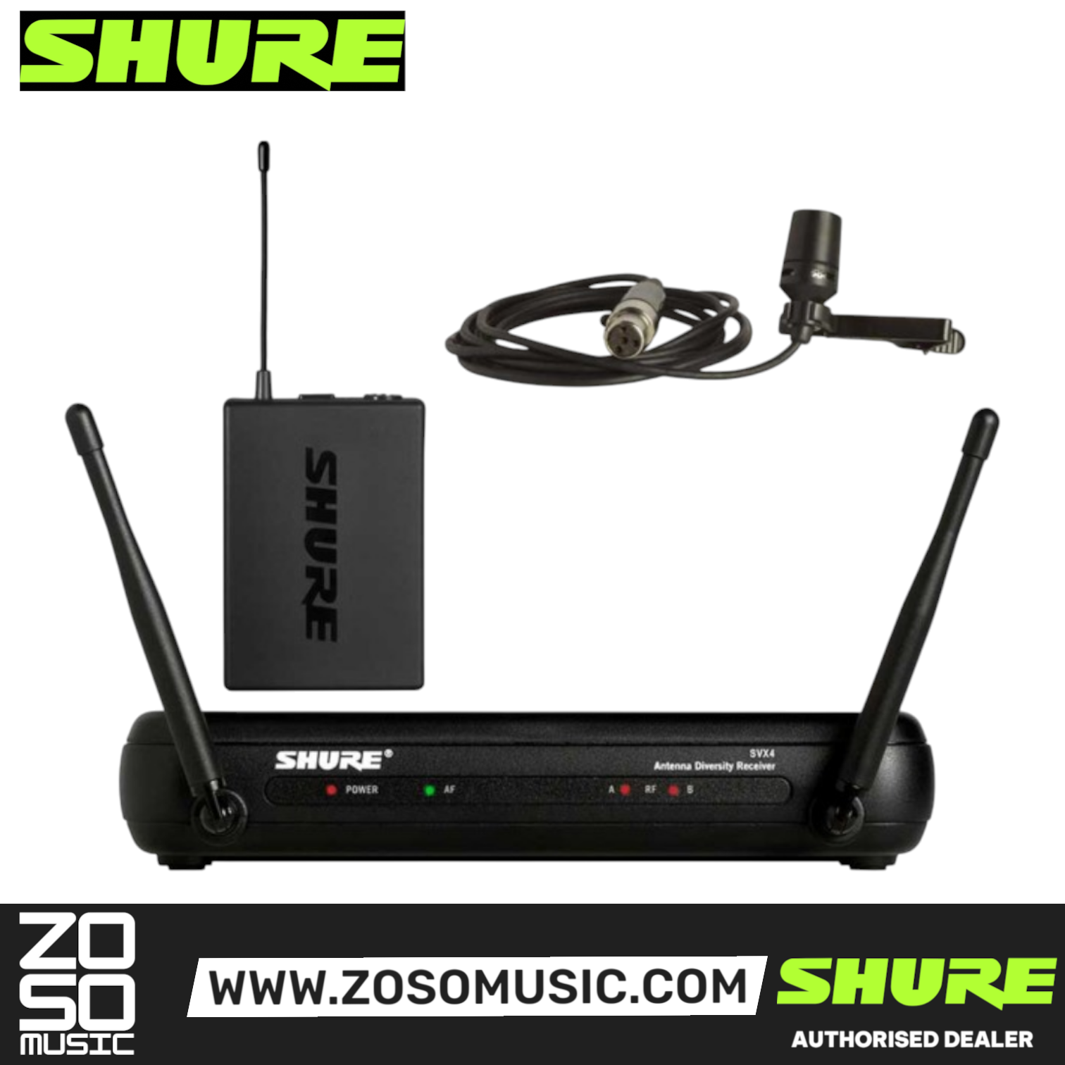 Shure SVX14/CVL Wireless Presenter System , SVX4 Diversity Receiver, SVX1 Bodypack Transmitter & CVL Centraverse Lavalier Condenser Microphone with Free Gator GM-1W Wireless Bag, SHURE, WIRELESS MICROPHONE SYSTEM, shure-wireless-microphone-system-svx14-cvl, ZOSO MUSIC SDN BHD