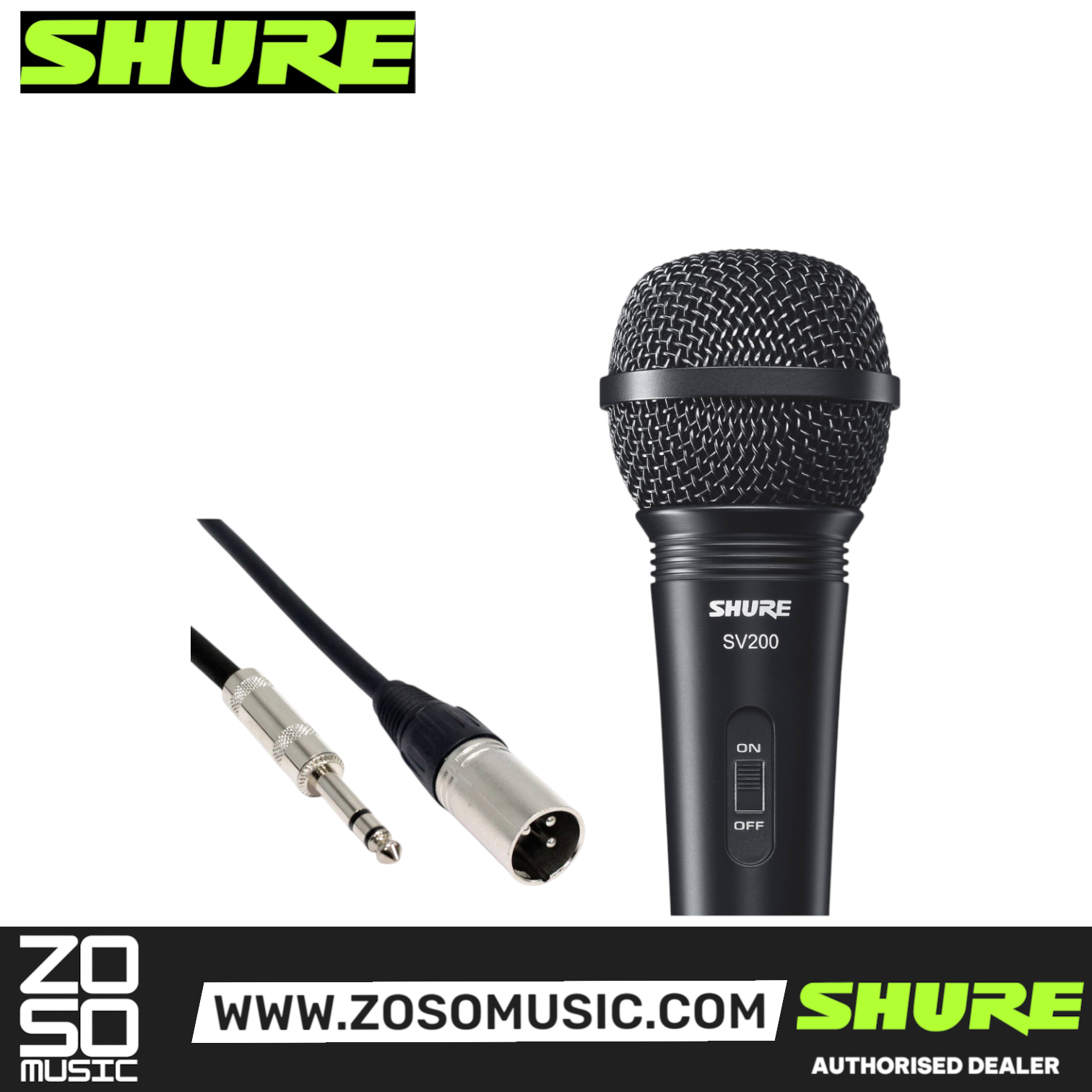 Shure SV200 Dynamic Vocal Microphone with XLR to QTR Cable, 6.3 mm (SV-200 / SV 200), SHURE, MICROPHONE, shure-microphone-sv200, ZOSO MUSIC SDN BHD