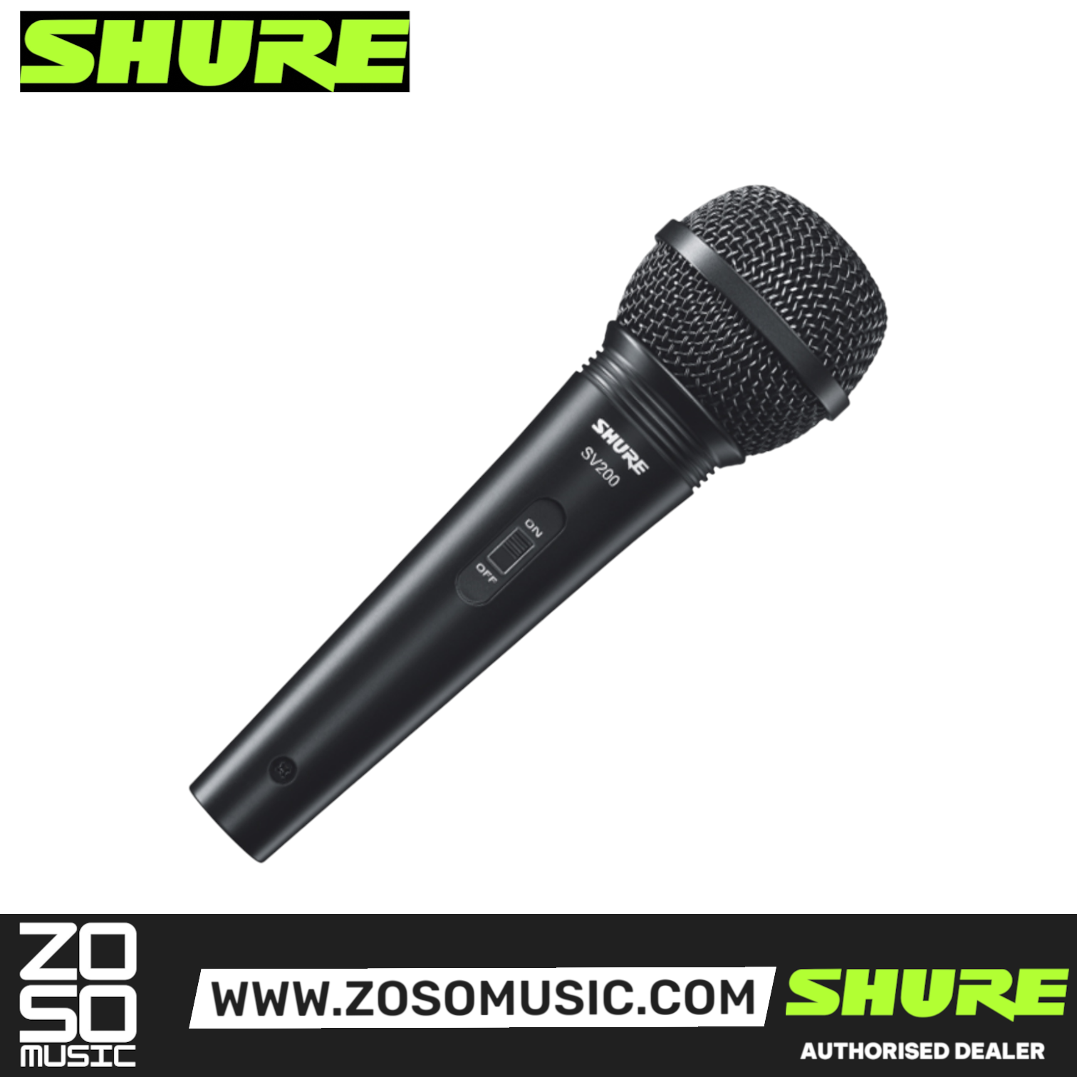 Shure SV200 Dynamic Vocal Microphone with XLR to QTR Cable, 6.3 mm (SV-200 / SV 200), SHURE, MICROPHONE, shure-microphone-sv200, ZOSO MUSIC SDN BHD