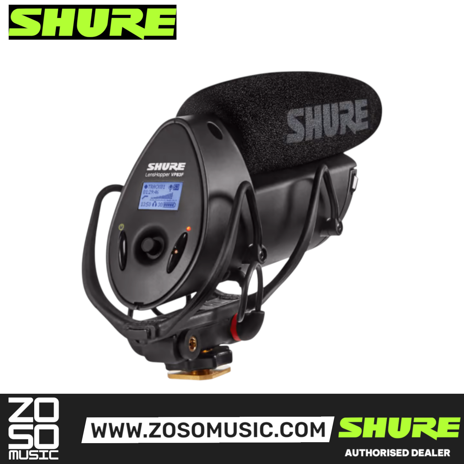 Shure VP83F LensHopper Camera-mount Compact Shotgun Microphone with Flash Recording (VP-83F), SHURE, MICROPHONE, shure-microphone-vp83f, ZOSO MUSIC SDN BHD