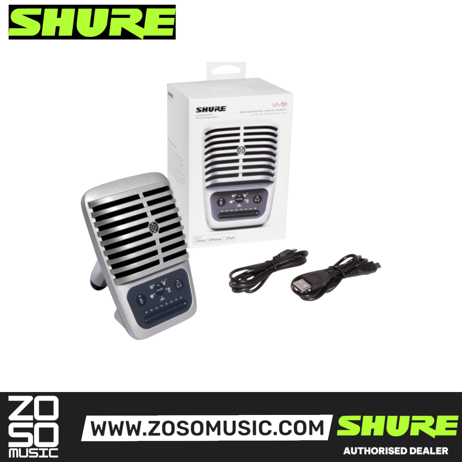 [Latest Model] Shure MV51 Digital Condenser Microphone (MV-51), SHURE, MICROPHONE, shure-microphone-mv51-dig-a, ZOSO MUSIC SDN BHD