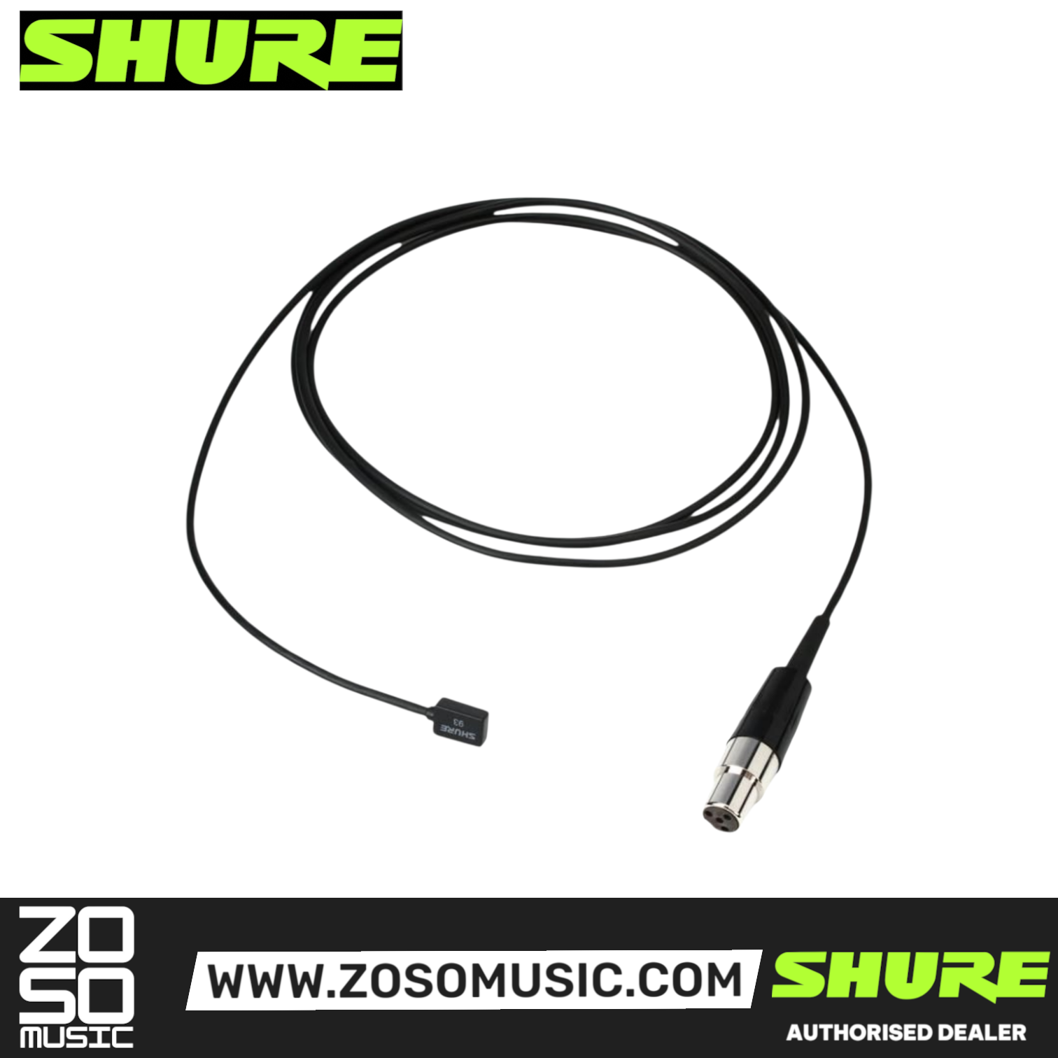 Shure WL93 Omnidirectional Lavalier Condenser Microphone for Wireless Systems, with 4ft Cable, Black (WL-93 / WL 93), SHURE, WIRELESS MICROPHONE SYSTEM, shure-wireless-microphone-system-wl93, ZOSO MUSIC SDN BHD