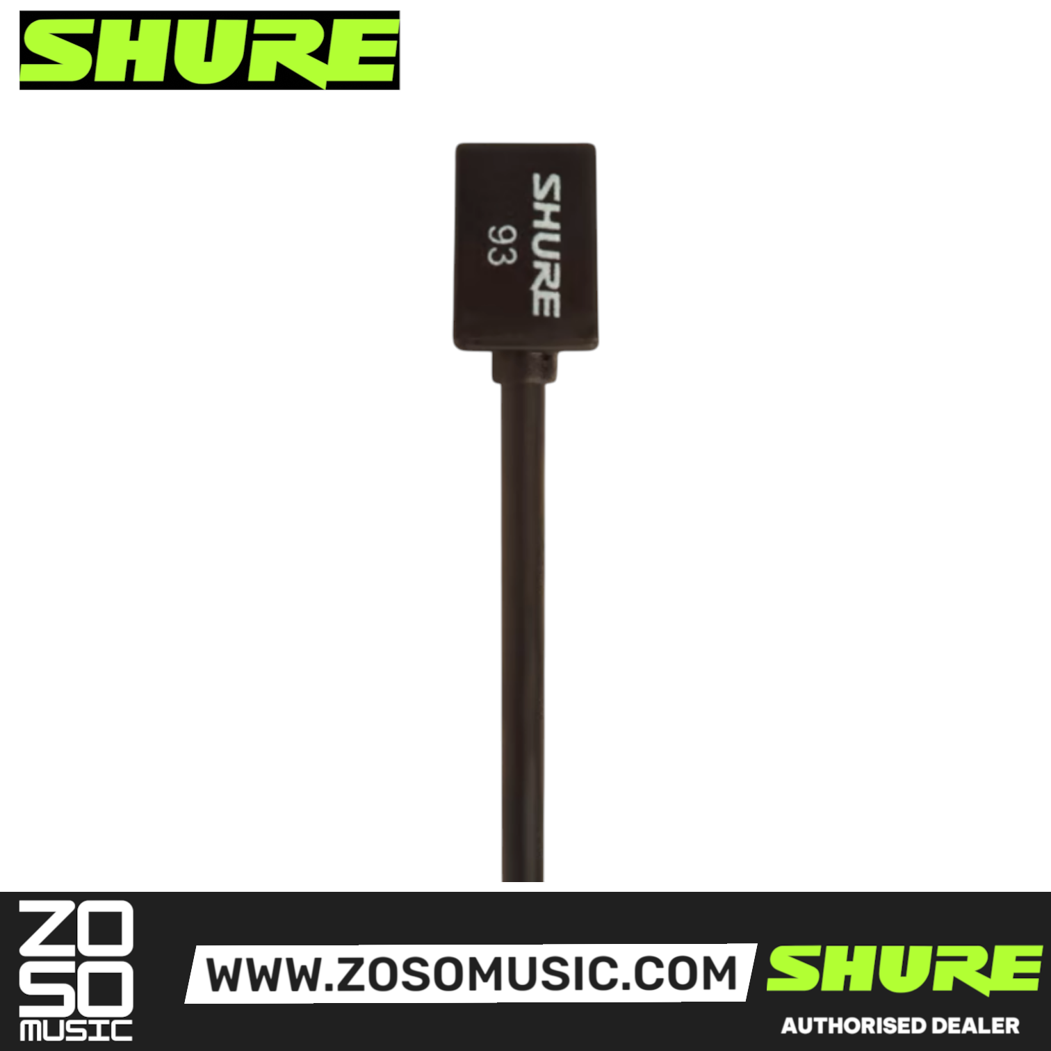 Shure WL93 Omnidirectional Lavalier Condenser Microphone for Wireless Systems, with 4ft Cable, Black (WL-93 / WL 93), SHURE, WIRELESS MICROPHONE SYSTEM, shure-wireless-microphone-system-wl93, ZOSO MUSIC SDN BHD