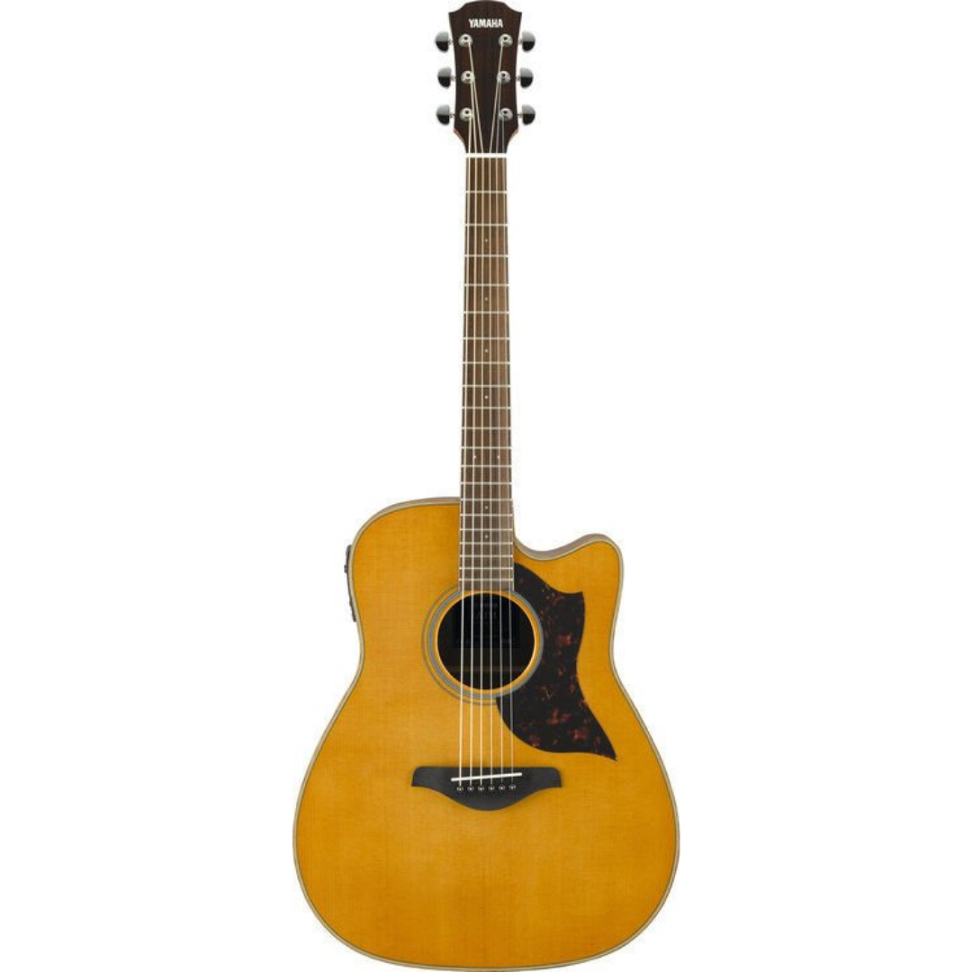 Yamaha A1M Dreadnought Cutaway Acoustic-Electric Guitar with Gator GC-DREAD Molded Case - Vintage Natural