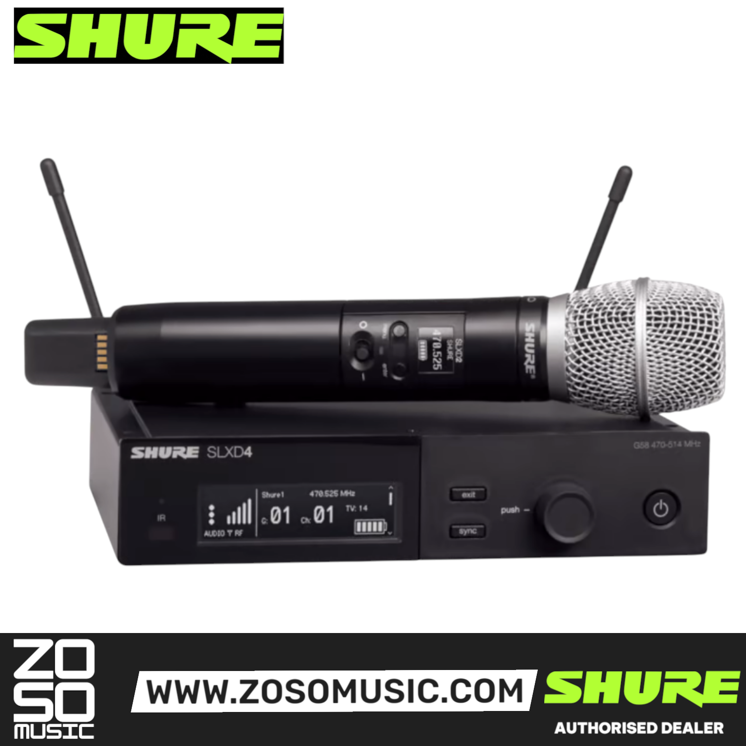 Shure SLXD24/B87C Wireless System with Beta 87C Handheld Transmitter and Free Gator GM-1W Wireless Bag, SHURE, WIRELESS MICROPHONE SYSTEM, shure-wireless-microphone-system-slxd24a-b87c, ZOSO MUSIC SDN BHD