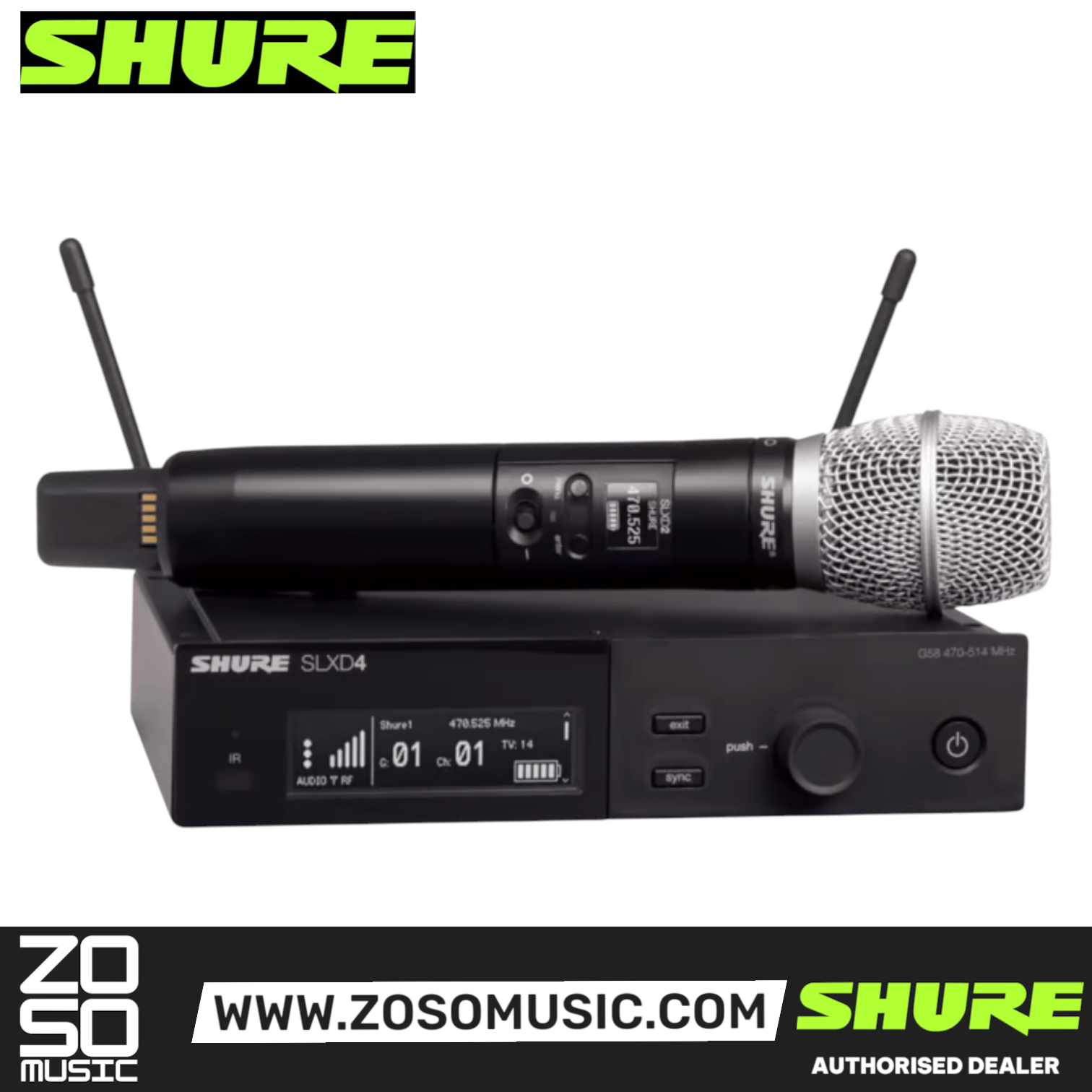Shure SLXD24/B87A Wireless System with Beta 87A Handheld Transmitter and Free Gator GM-1W Wireless Bag, SHURE, WIRELESS MICROPHONE SYSTEM, shure-wireless-microphone-system-slxd24a-b87a, ZOSO MUSIC SDN BHD