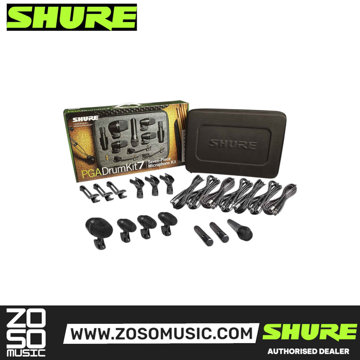 Shure PGADRUMKIT7 7-piece Drum Microphone Kit (PGA DrumKit 7) , SHURE, INSTRUMENT MICROPHONE, shure-instrument-microphone-pgadrumkit7, ZOSO MUSIC SDN BHD