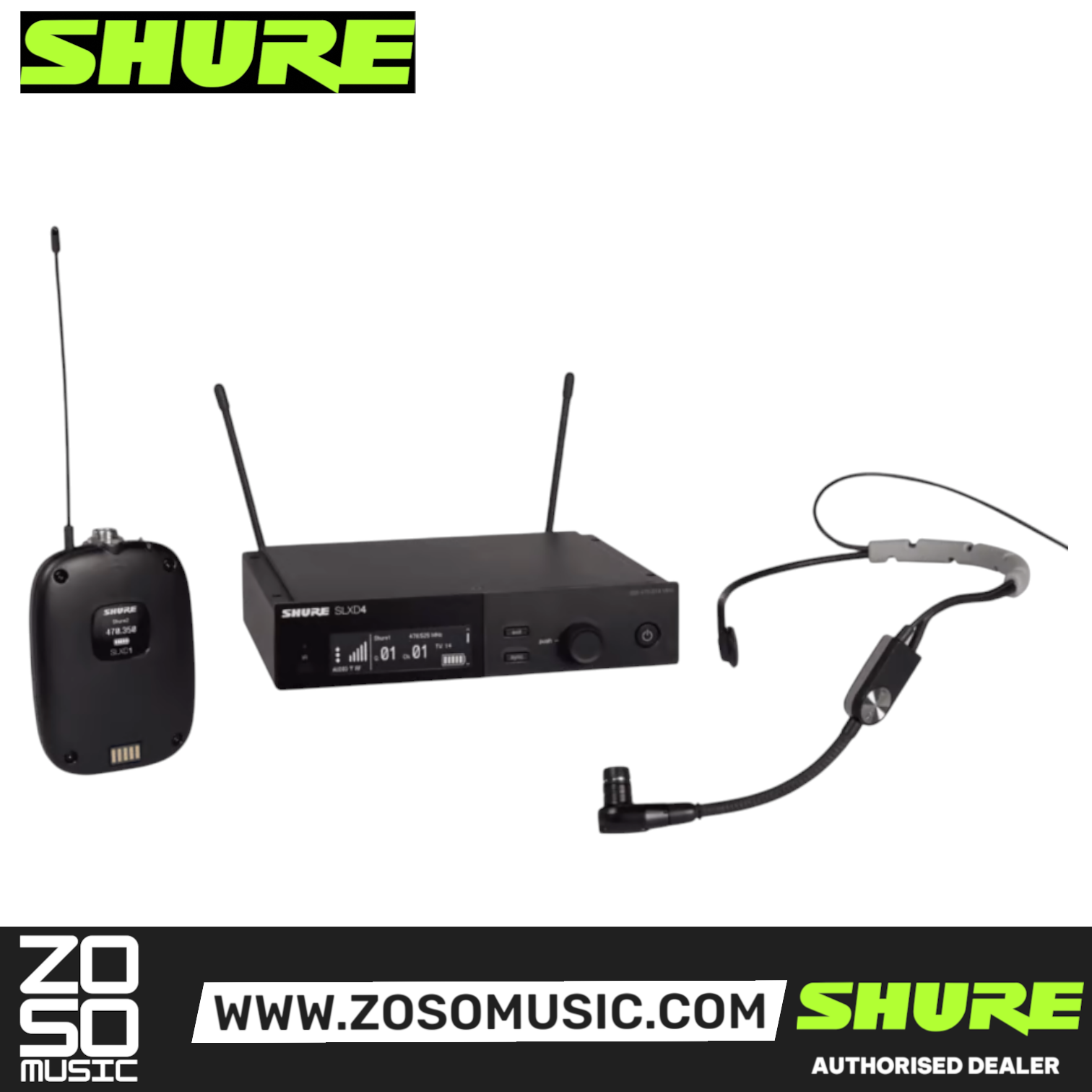 Shure SLXD14/SM35 Wireless System with SLXD1 Bodypack Transmitter and SM35 Headset Microphone with Free Gator GM-1W Wireless Bag, SHURE, WIRELESS MICROPHONE SYSTEM, shure-wireless-microphone-system-slxd14a-sm35, ZOSO MUSIC SDN BHD