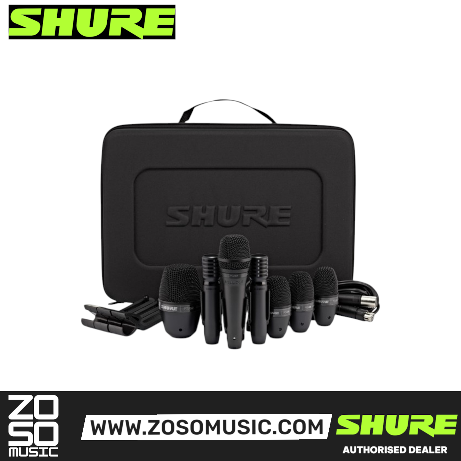 Shure PGADRUMKIT7 7-piece Drum Microphone Kit (PGA DrumKit 7) , SHURE, INSTRUMENT MICROPHONE, shure-instrument-microphone-pgadrumkit7, ZOSO MUSIC SDN BHD