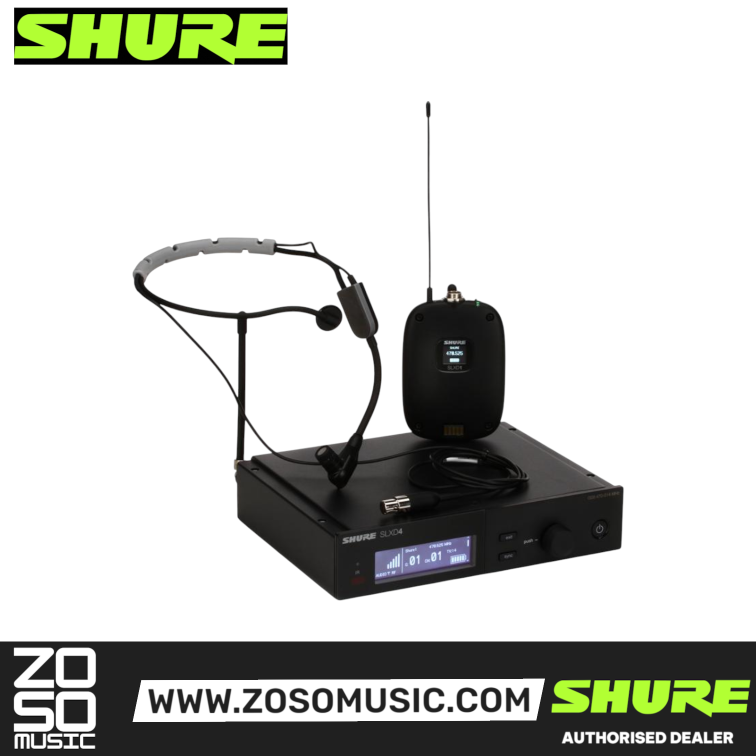Shure SLXD14/SM35 Wireless System with SLXD1 Bodypack Transmitter and SM35 Headset Microphone with Free Gator GM-1W Wireless Bag, SHURE, WIRELESS MICROPHONE SYSTEM, shure-wireless-microphone-system-slxd14a-sm35, ZOSO MUSIC SDN BHD