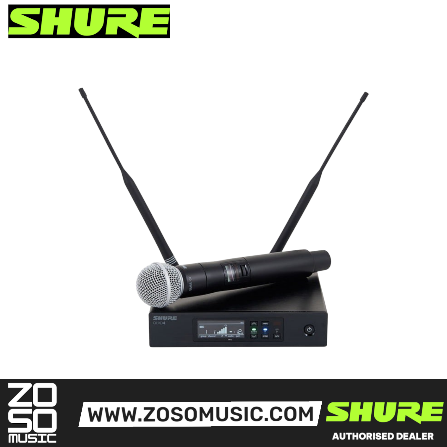 Shure QLXD24/SM58 Digital Wireless Handheld Microphone System, QLXD4 Receiver & QLXD2/SM58 Handheld Transmitter with Free Gator GM-1W Wireless Bag, SHURE, WIRELESS MICROPHONE SYSTEM, shure-wireless-microphone-system-qlxd24-sm58, ZOSO MUSIC SDN BHD