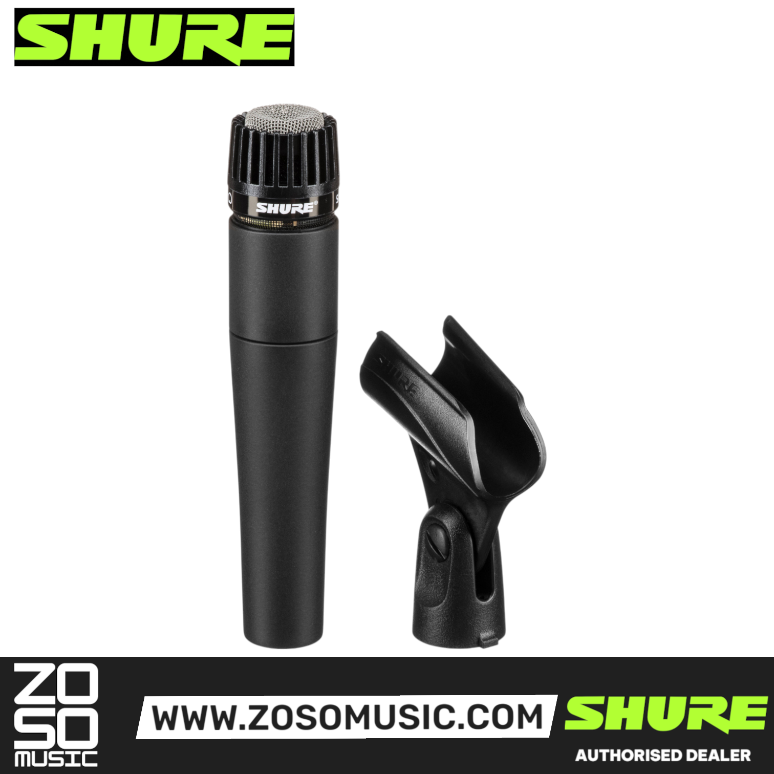 Shure SM57-LC Dynamic Instrument Microphone with Mic Cable and Includes Stand Adapter, Zippered Carrying Case (SM57 / SM-57 / SM57LC), SHURE, MICROPHONE, shure-microphone-sm57, ZOSO MUSIC SDN BHD