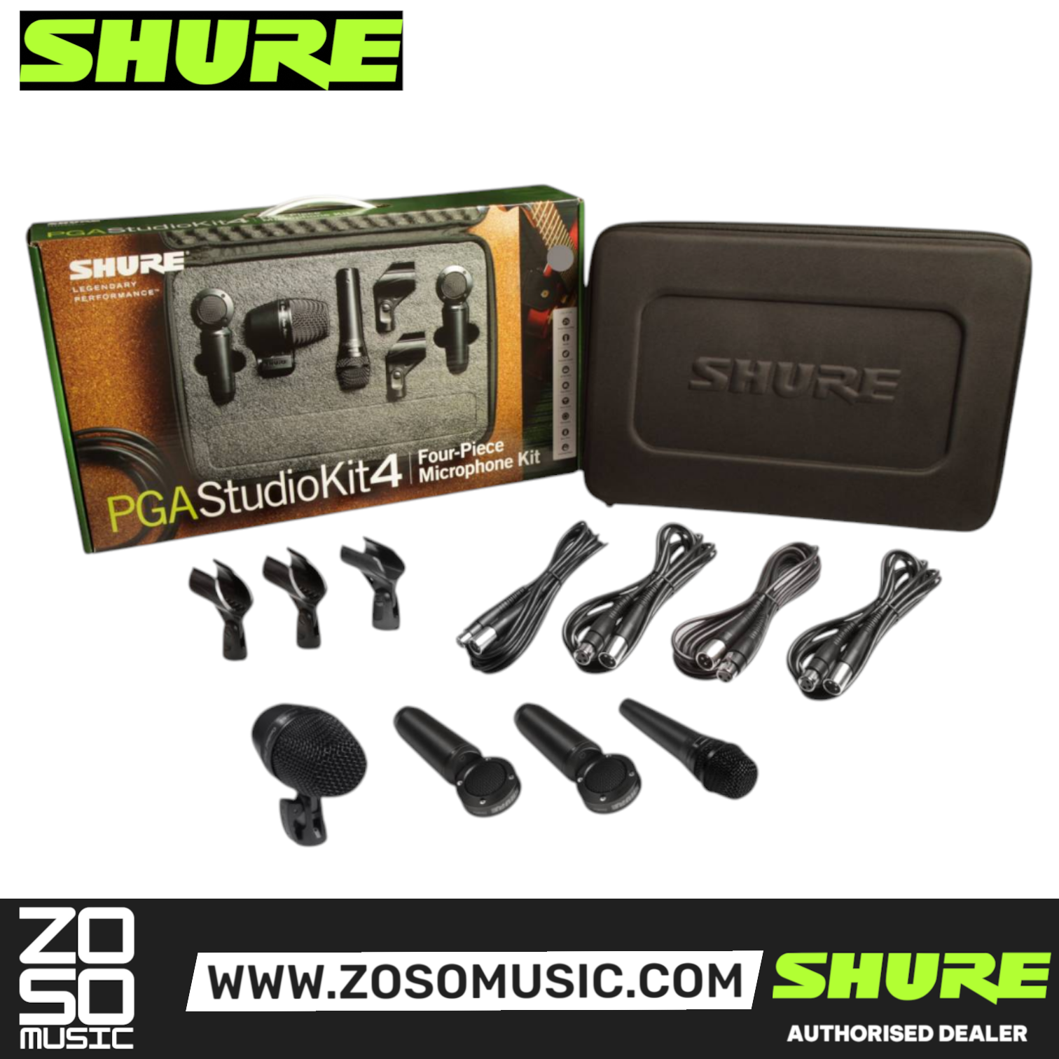 Shure PGASTUDIOKIT4 4-piece Microphone Kit (PGA Studio Kit 4), SHURE, INSTRUMENT MICROPHONE, shure-instrument-microphone-pgastudiokit4, ZOSO MUSIC SDN BHD
