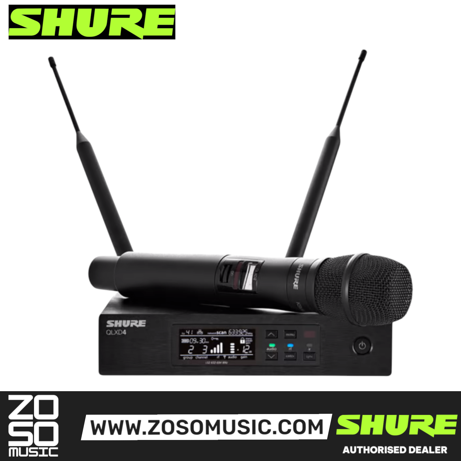 Shure QLXD24/KSM9 Handheld Wireless Microphone System, QLXD4 Receiver & QLXD2 Handheld Transmitter with KSM9 Microphone Head with Free Gator GM-1W Wireless Bag, SHURE, WIRELESS MICROPHONE SYSTEM, shure-wireless-microphone-system-qlxd24-ksm9, ZOSO MUSIC SDN BHD