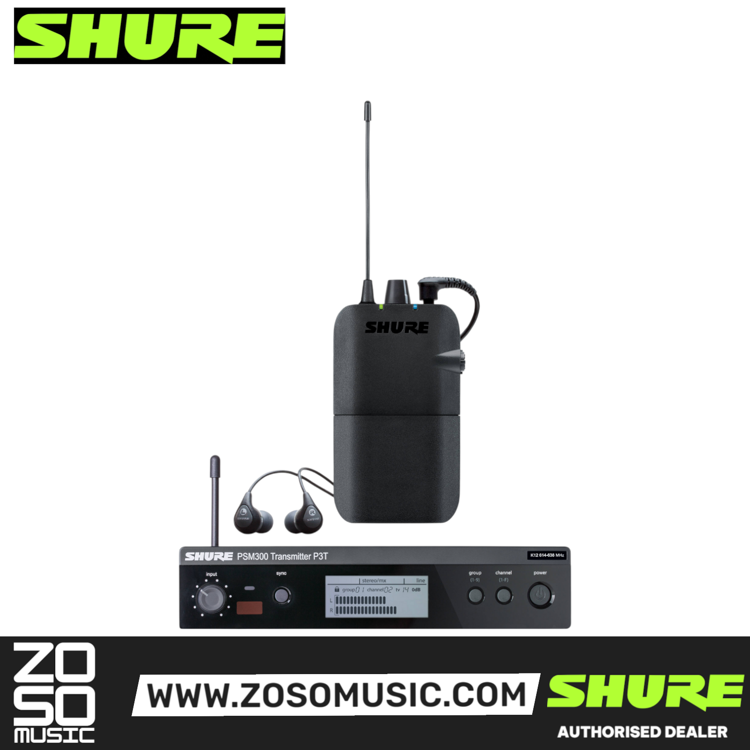 Shure P3TR112GR Wireless In-ear Monitor System with Gator G-IN EAR SYSTEM ''In Ear'' Monitoring System Bag, SHURE, IN-EAR MONITOR, shure-in-ear-monitor-p3tr112gr, ZOSO MUSIC SDN BHD