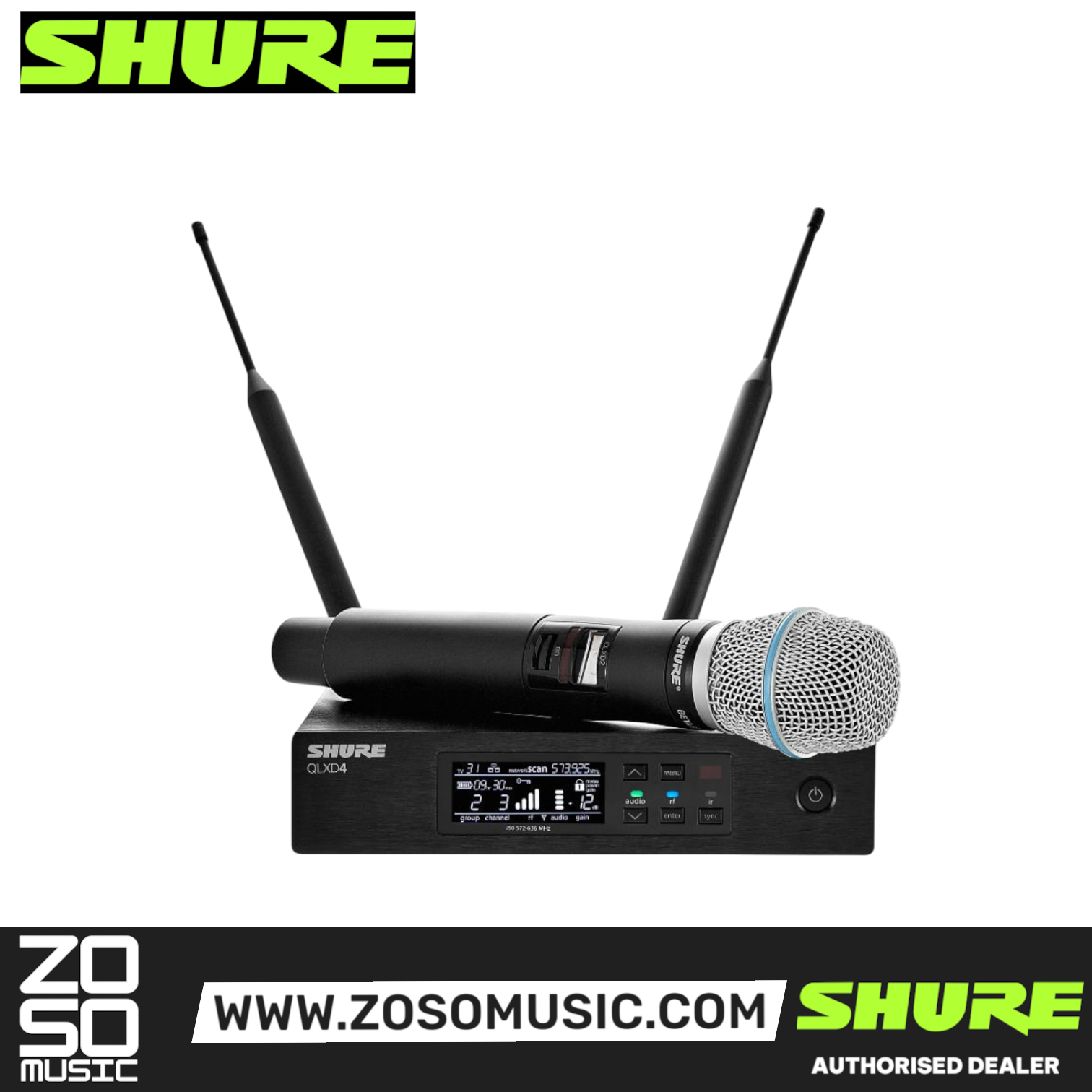 Shure QLXD24/BETA87C Handheld Wireless Microphone System, QLXD4 Wireless Receiver & QLXD2/BETA87C Handheld Transmitter with Free Gator GM-1W Wireless Bag, SHURE, WIRELESS MICROPHONE SYSTEM, shure-wireless-microphone-system-qlxd24-beta87c, ZOSO MUSIC SDN BHD