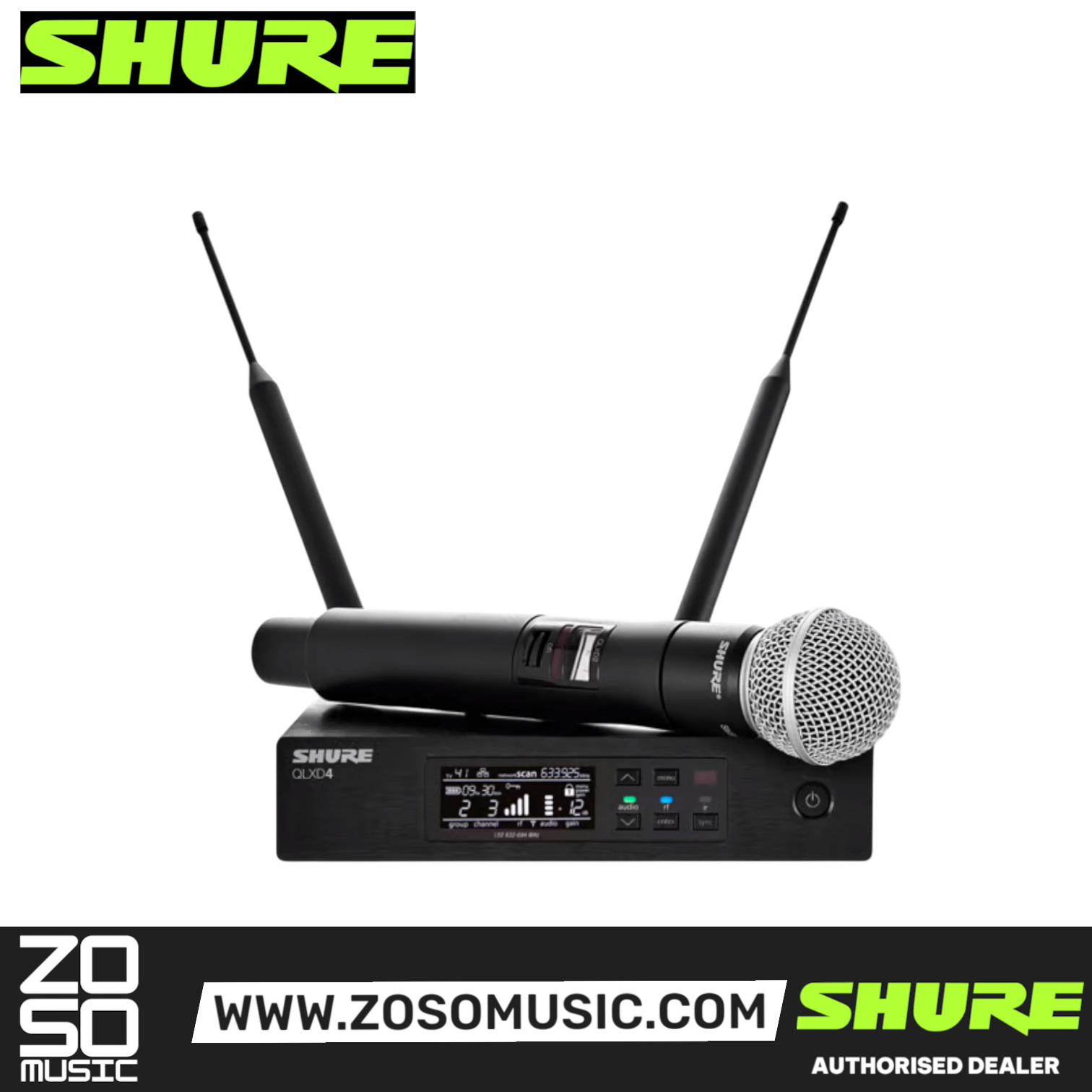 Shure QLXD24/BETA58 Handheld Wireless Microphone System, QLXD4 Receiver & QLXD2/BETA58A Handheld Transmitter with Free Gator GM-1W Wireless Bag, SHURE, WIRELESS MICROPHONE SYSTEM, shure-wireless-microphone-system-qlxd24-beta58, ZOSO MUSIC SDN BHD