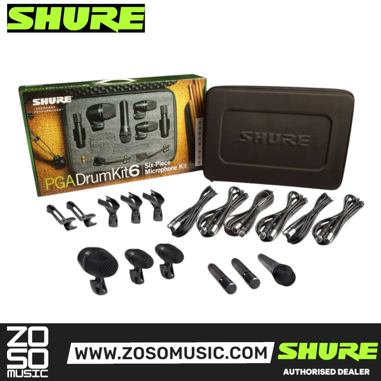 Shure PGADRUMKIT6 6-piece Drum Microphone Kit (PGA DrumKit 6), SHURE, INSTRUMENT MICROPHONE, shure-instrument-microphone-pgadrumkit6, ZOSO MUSIC SDN BHD