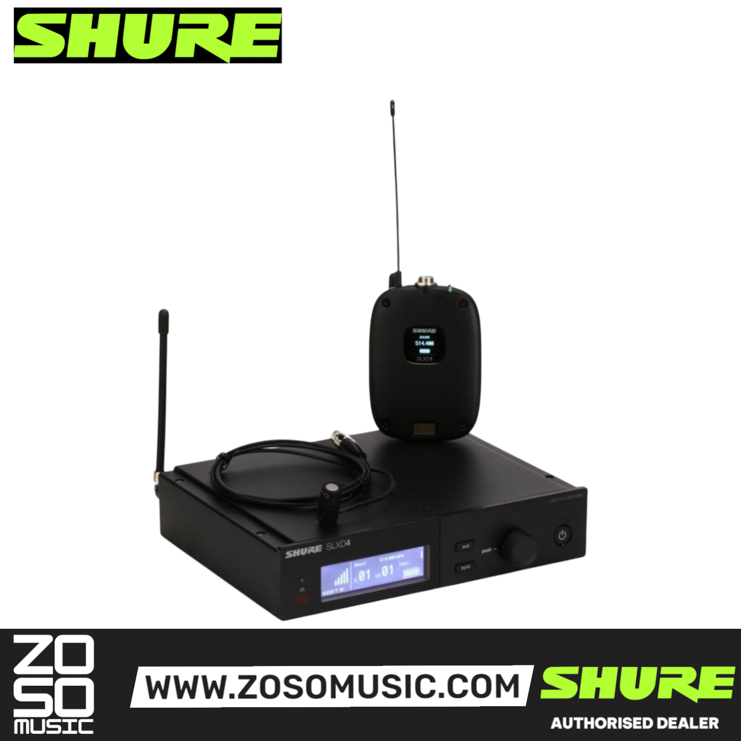 Shure SLXD14/83 Wireless System with SLXD1 Bodypack Transmitter and WL183 Lavalier Microphone with Free Gator GM-1W Wireless Bag, SHURE, WIRELESS MICROPHONE SYSTEM, shure-wireless-microphone-system-slxd14a-83, ZOSO MUSIC SDN BHD
