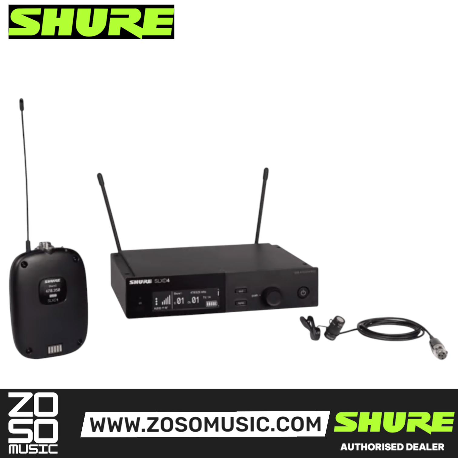 Shure SLXD14/DL4 Wireless System with SLXD1 Bodypack Transmitter and DL4 Lavalier Microphone with Free Gator GM-1W Wireless Bag, SHURE, WIRELESS MICROPHONE SYSTEM, shure-wireless-microphone-system-slxd14-dl4b, ZOSO MUSIC SDN BHD