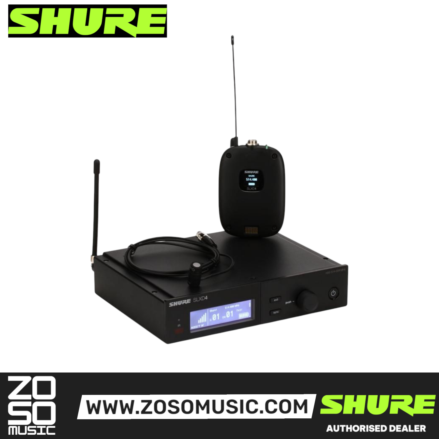 Shure SLXD14/DL4 Wireless System with SLXD1 Bodypack Transmitter and DL4 Lavalier Microphone with Free Gator GM-1W Wireless Bag, SHURE, WIRELESS MICROPHONE SYSTEM, shure-wireless-microphone-system-slxd14-dl4b, ZOSO MUSIC SDN BHD