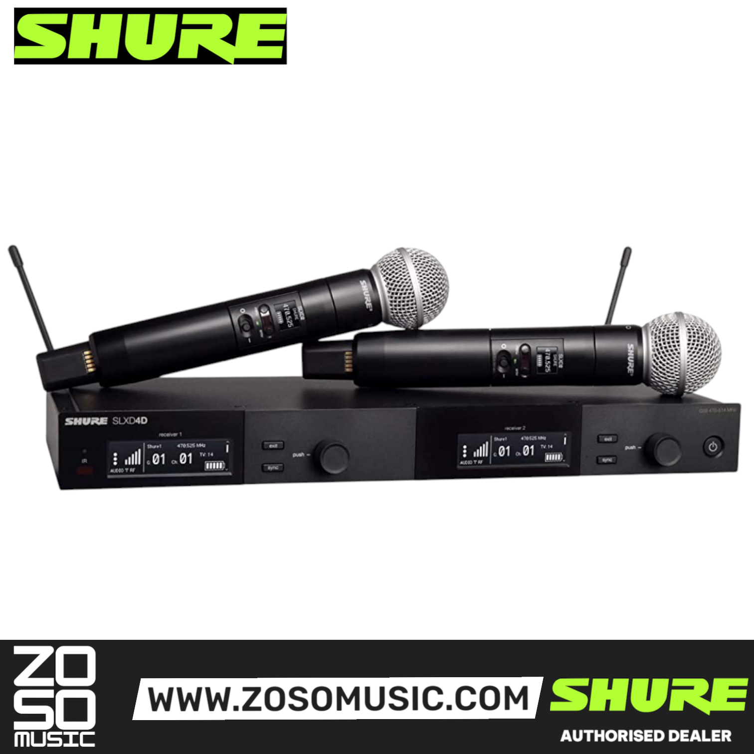 Shure SLXD24D/SM58 Digital Wireless Dual Handheld Microphone System with Free Gator GM-1W Wireless Bag, SHURE, WIRELESS MICROPHONE SYSTEM, shure-wireless-microphone-system-slxd24da-sm58, ZOSO MUSIC SDN BHD