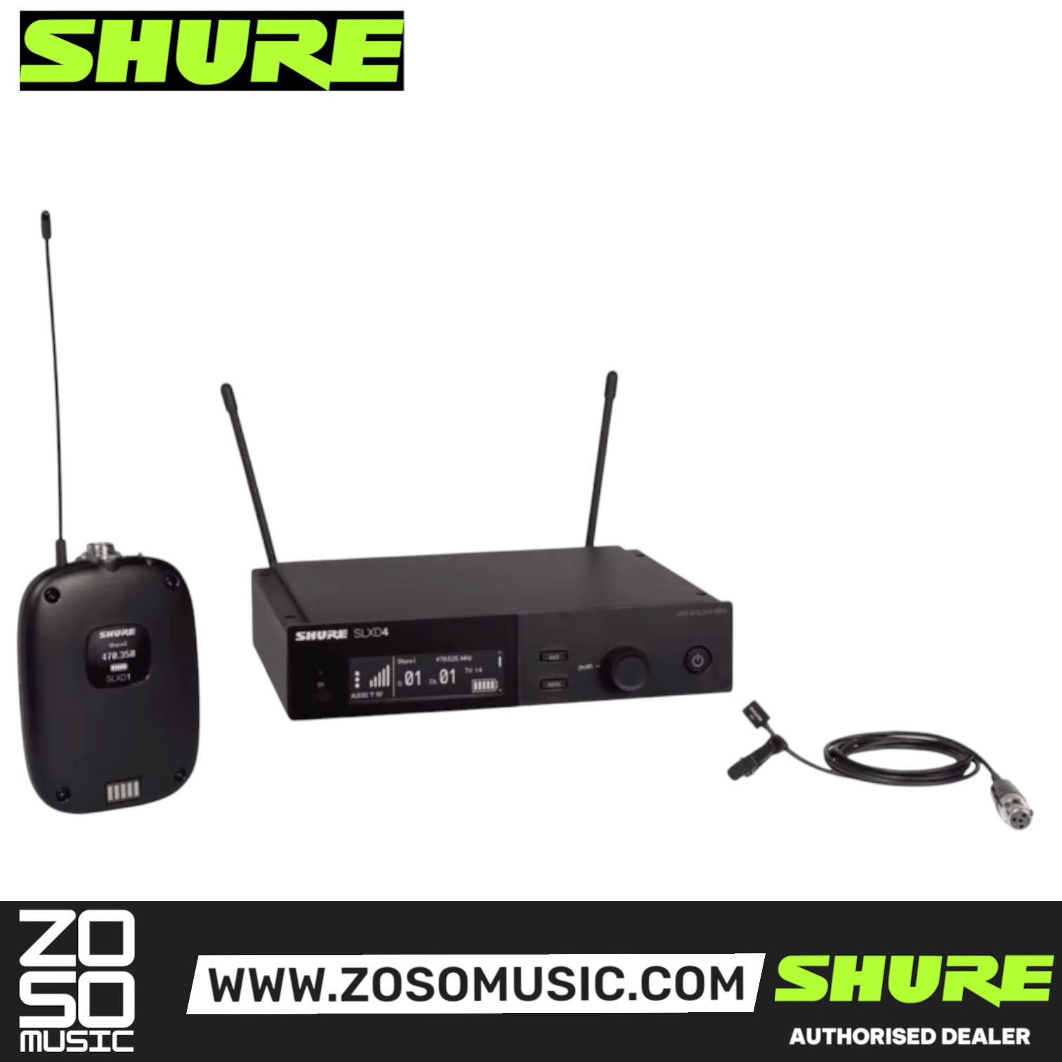Shure SLXD14/93 Wireless System with SL, SHURE, WIRELESS MICROPHONE SYSTEM, shure-wireless-microphone-system-slxd14a-93, ZOSO MUSIC SDN BHD