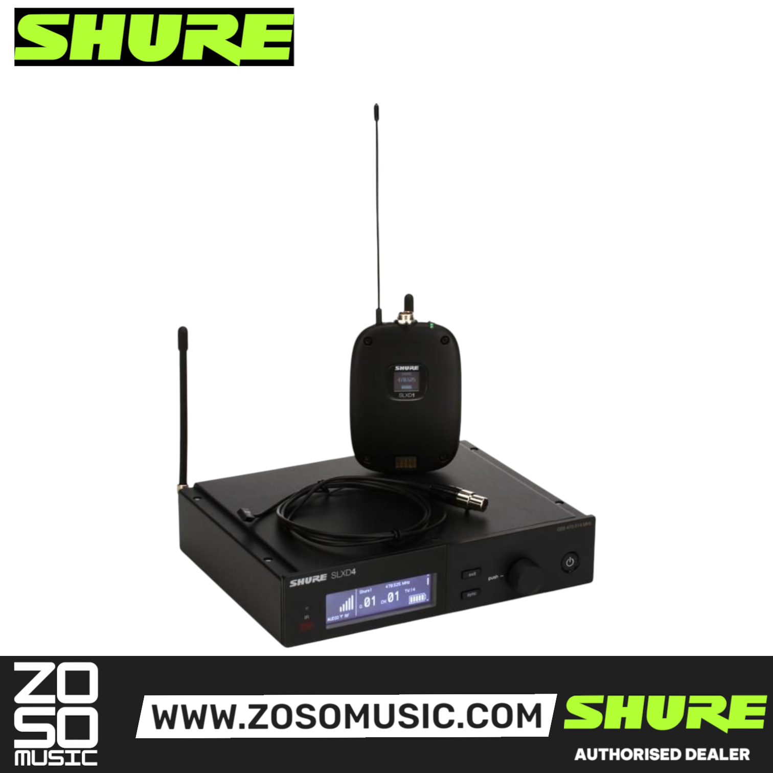 Shure SLXD14/93 Wireless System with SL, SHURE, WIRELESS MICROPHONE SYSTEM, shure-wireless-microphone-system-slxd14a-93, ZOSO MUSIC SDN BHD