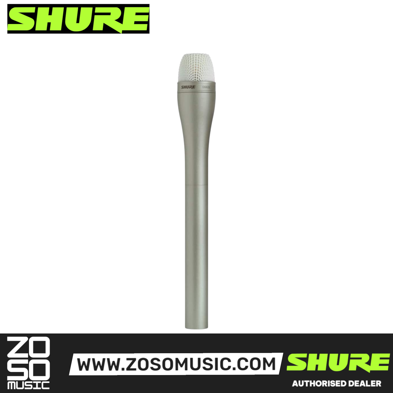 Shure SM63L Dynamic Microphone with Extended Handle - Champagne (SM-63L / SM-63 / SM63), SHURE, MICROPHONE, shure-microphone-sm63l, ZOSO MUSIC SDN BHD