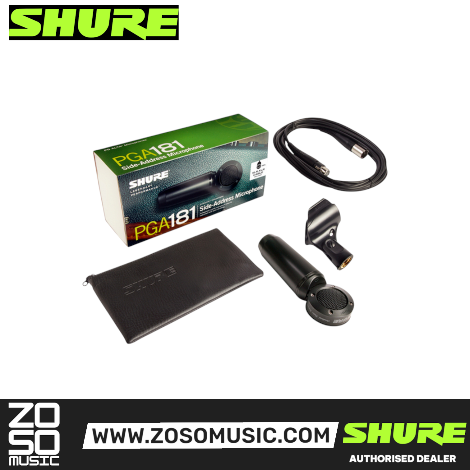 Shure PGA181-XLR Side-Address Cardioid Condenser Microphone, XLR-XLR Cable (PGA181 XLR/ PGA181XLR / PGA-181), SHURE, MICROPHONE, shure-microphone-pga181-xlr, ZOSO MUSIC SDN BHD