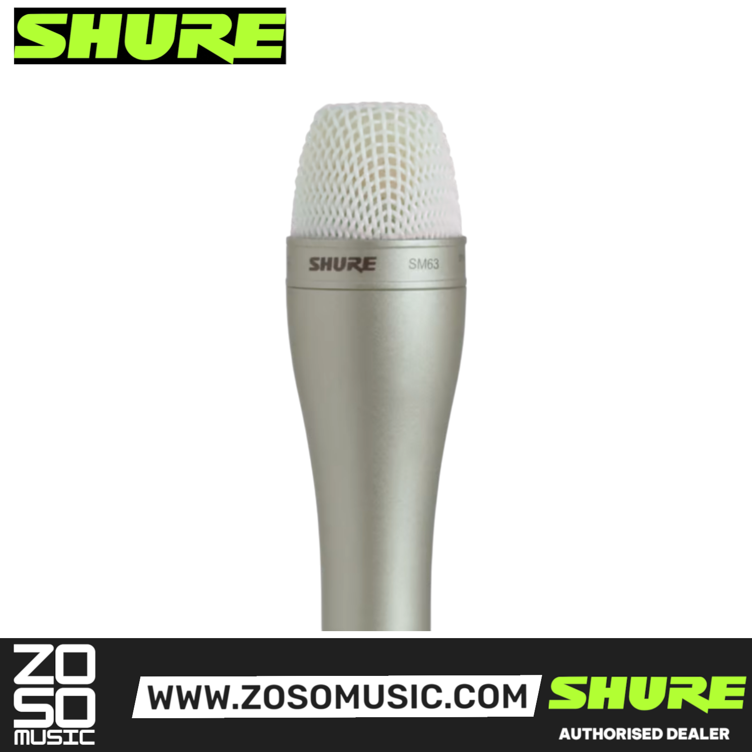 Shure SM63L Dynamic Microphone with Extended Handle - Champagne (SM-63L / SM-63 / SM63), SHURE, MICROPHONE, shure-microphone-sm63l, ZOSO MUSIC SDN BHD