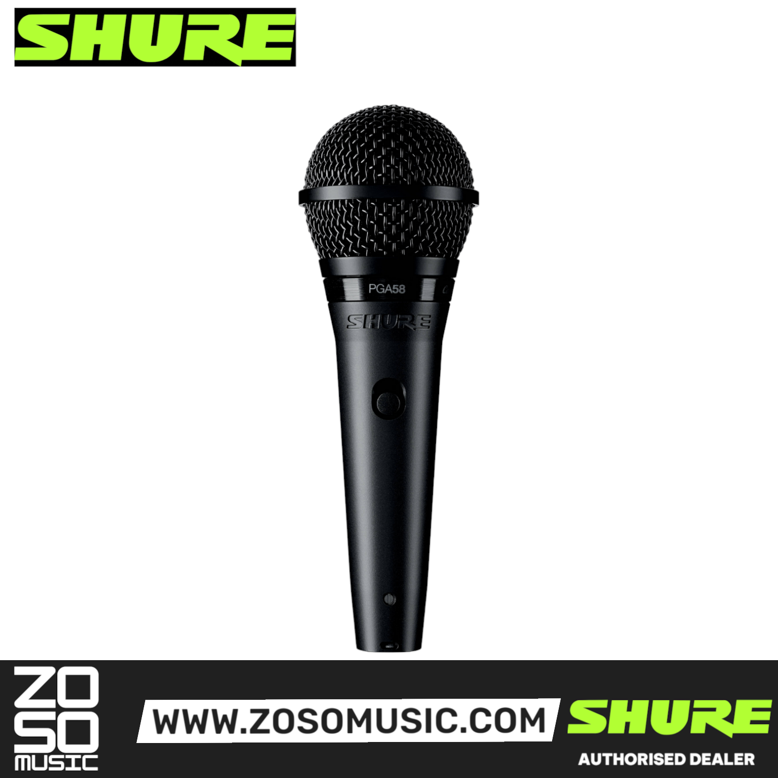 Shure PGA58-QTR Cardioid Dynamic Vocal Microphone, XLR-QTR Cable (PGA58 QTR/ PGA58QTR / PGA-58), SHURE, MICROPHONE, shure-microphone-pga58-qtr, ZOSO MUSIC SDN BHD