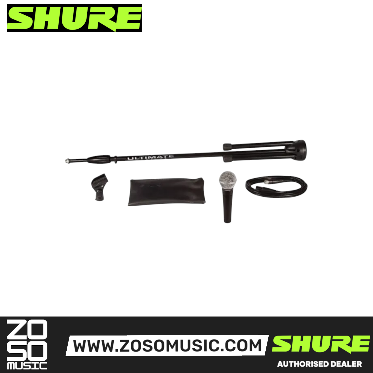 Shure SM58-CN BTS Stage Performance Bundle with SM58 Microphone, Mic Stand and Cable, SHURE, MICROPHONE, shure-microphone-sm58cnbts, ZOSO MUSIC SDN BHD