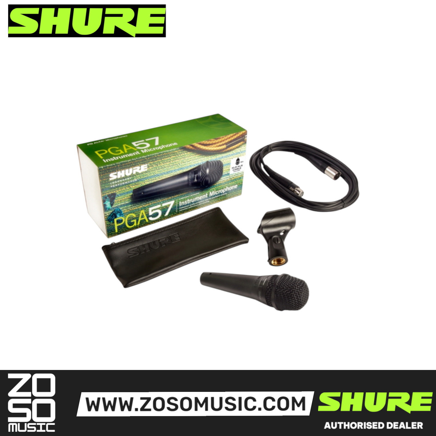 Shure PGA57-XLR Cardioid Dynamic Instrument Microphone, XLR-XLR Cable (PGA57 XLR/ PGA57XLR / PGA-57) , SHURE, INSTRUMENT MICROPHONE, shure-instrument-microphone-pga57-xlr, ZOSO MUSIC SDN BHD