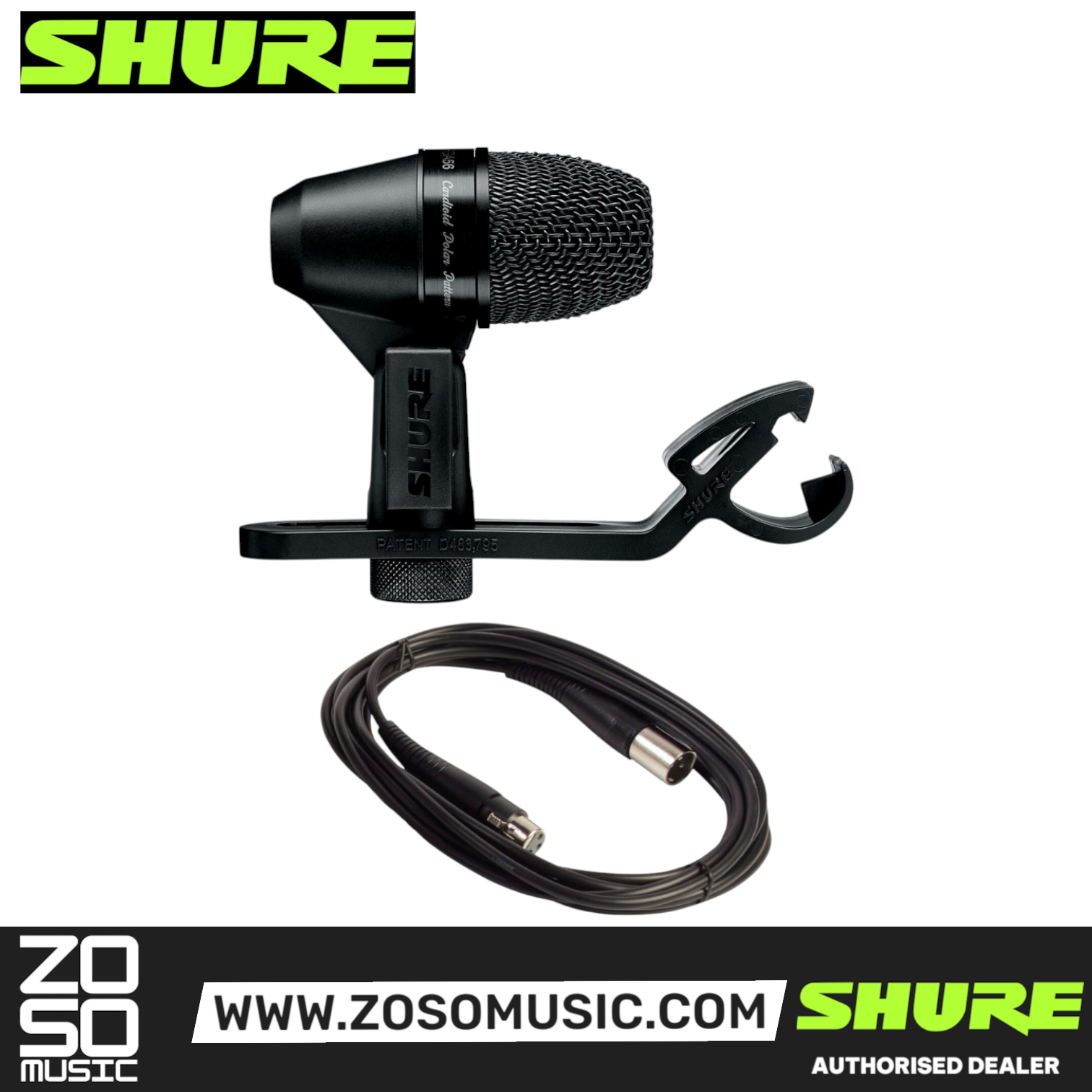 Shure PGA56-XLR Cardioid Dynamic Snare/Tom Microphone, XLR-XLR Cable (PGA56 XLR/ PGA56XLR / PGA-56), SHURE, INSTRUMENT MICROPHONE, shure-instrument-microphone-pga56-xlr, ZOSO MUSIC SDN BHD