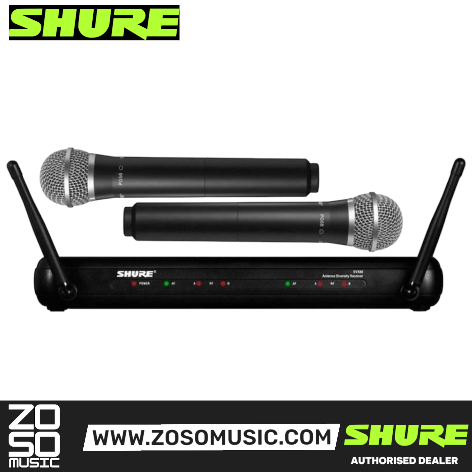 Shure SVX288/PG28 Dual Handheld Wireless Microphone System, SVX88 Dual Diversity Receiver & Dual PG28 Handheld Microphone with Free Gator GM-2W Wireless Bag, SHURE, WIRELESS MICROPHONE SYSTEM, shure-wireless-microphone-system-svx288-pg28, ZOSO MUSIC SDN BHD