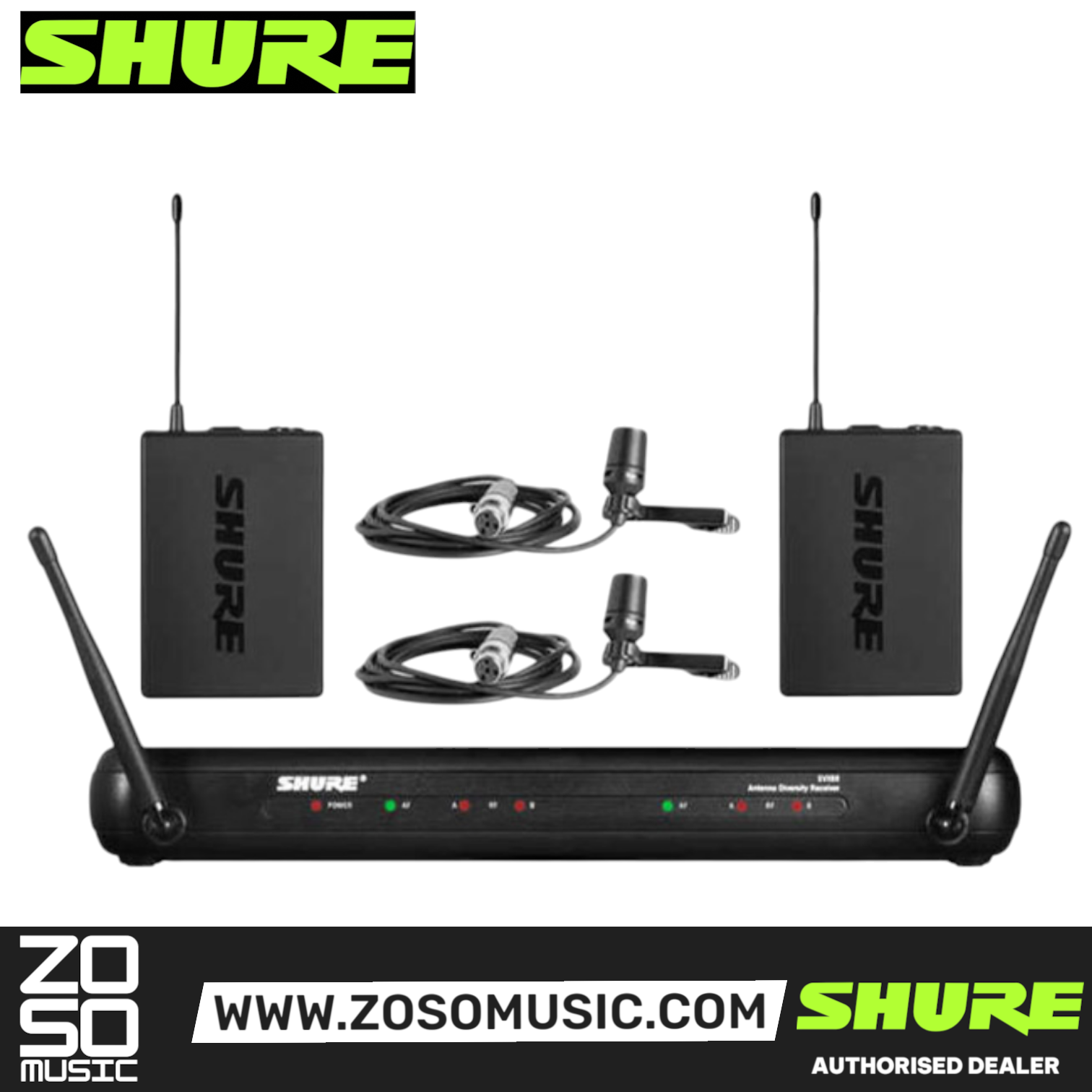 Shure SVX188/CVL Dual Lavalier Wireless Microphone System, SVX88 Dual Diversity Receiver, SVX1 Bodypack Transmitter & CVL Centraverse Lavalier Condenser Microphone with Free Gator GM-2W Wirel, SHURE, WIRELESS MICROPHONE SYSTEM, shure-wireless-microphone-system-svx188-cvl, ZOSO MUSIC SDN BHD