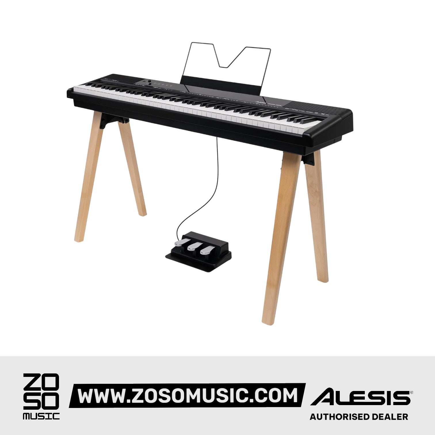 Alesis Recital Home 88-Key Contemporary Home Digital Piano with Wooden Stand