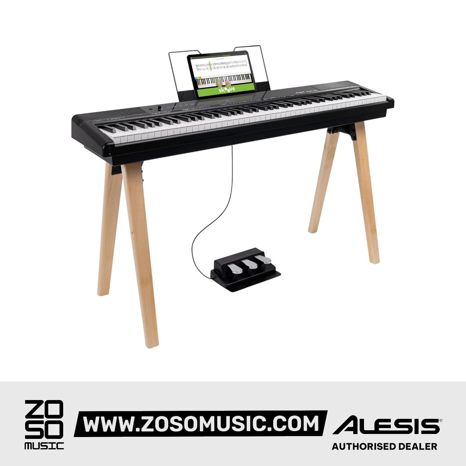 Alesis Recital Home 88-Key Contemporary Home Digital Piano with Wooden Stand