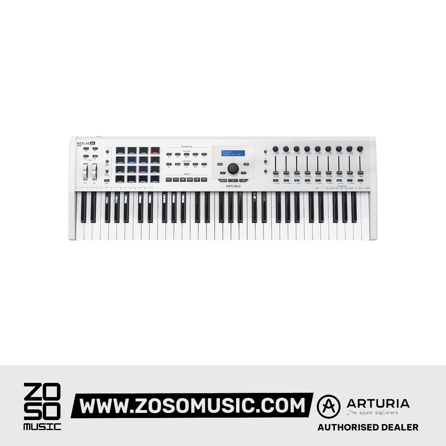 Arturia KeyLab MkII 61 Keyboard Controller, White |  ARTURIA |  KEYBOARD-MIDI CONTROLLER |  Zoso Music