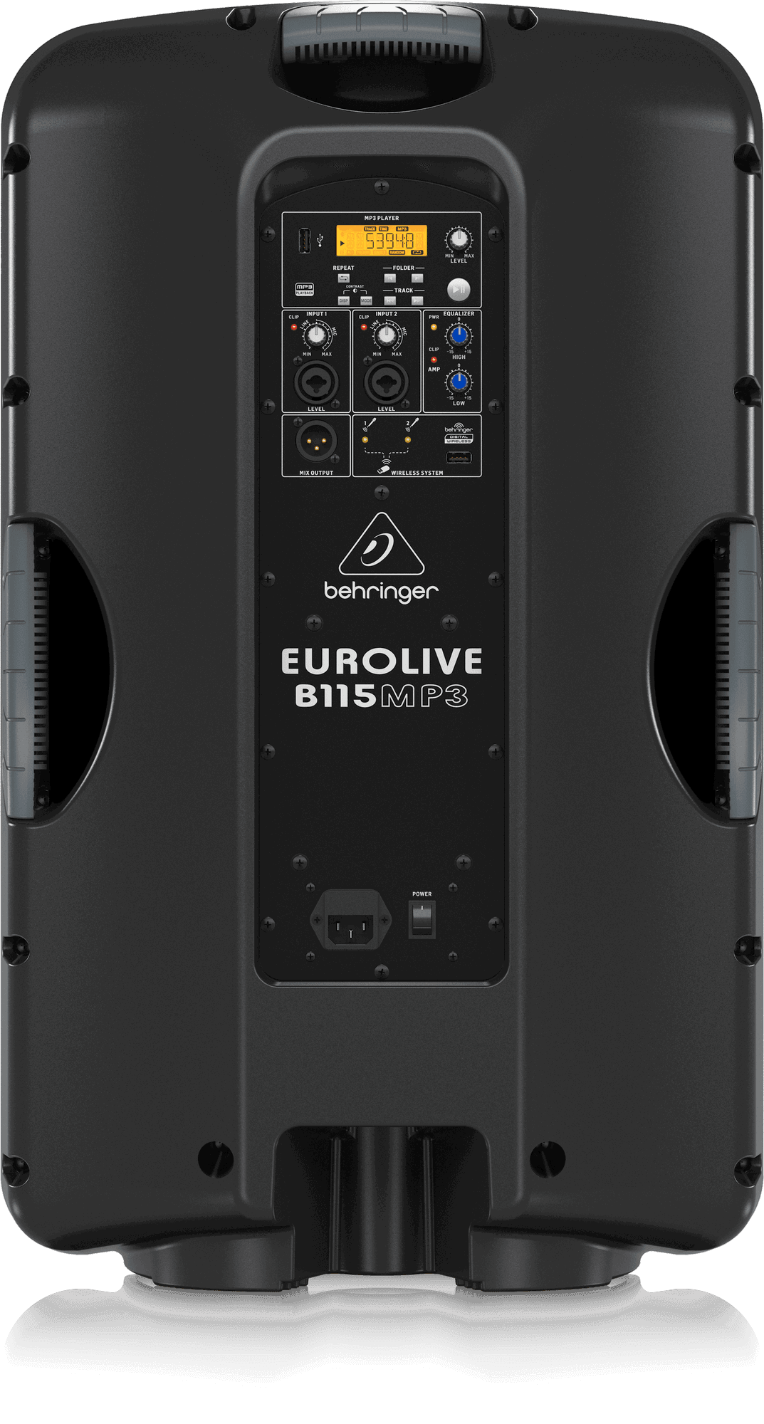 Behringer B115MP3 Active 2-Way 15" PA Speaker System with MP3 Player, Wireless Option and Integrated Mixer | Zoso Music