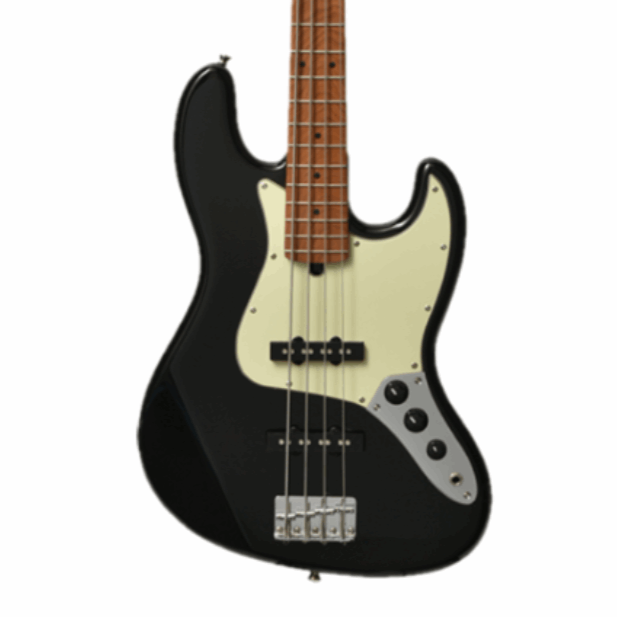 BACCHUS BJB-1-RSM/M-BLK UNIVERSE SERIES ROASTED MAPLE ELECTRIC BASS, BLACK WITH BAG