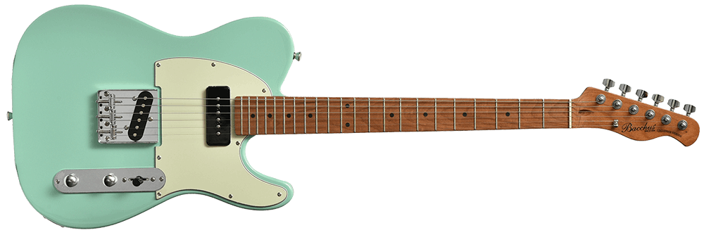 Bacchus Bte-2-rsm/m-sfg Universe Series Roasted Maple Electric Guitar, Seafoam Green With Bag