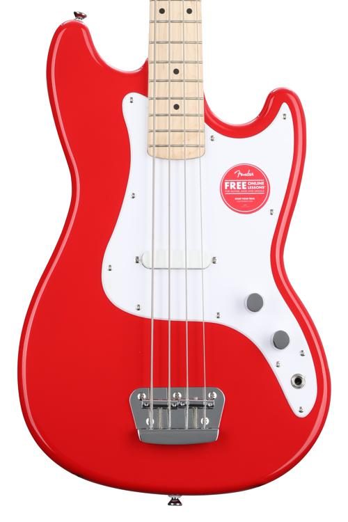 Squier Bronco 4-String Bass, Maple FB, Torino Red