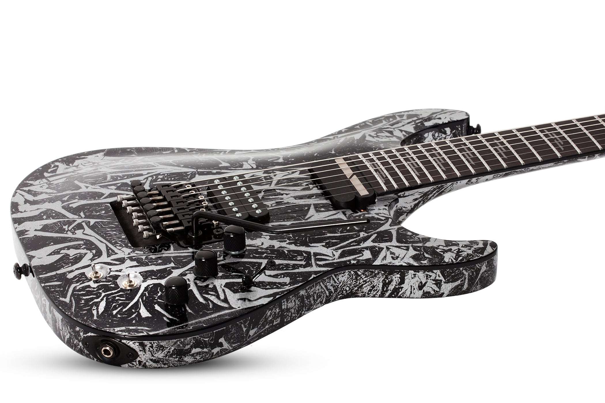 SCHECTER C-7 FLOYD ROSE-S SILVER MOUNTAIN 7-STRING ELECTRIC GUITAR - BLACK AND SILVER (1463) MADE IN KOREA, SCHECTER, ELECTRIC GUITAR, schecter-electric-guitar-c-7-frs-slvm7-bs, ZOSO MUSIC SDN BHD