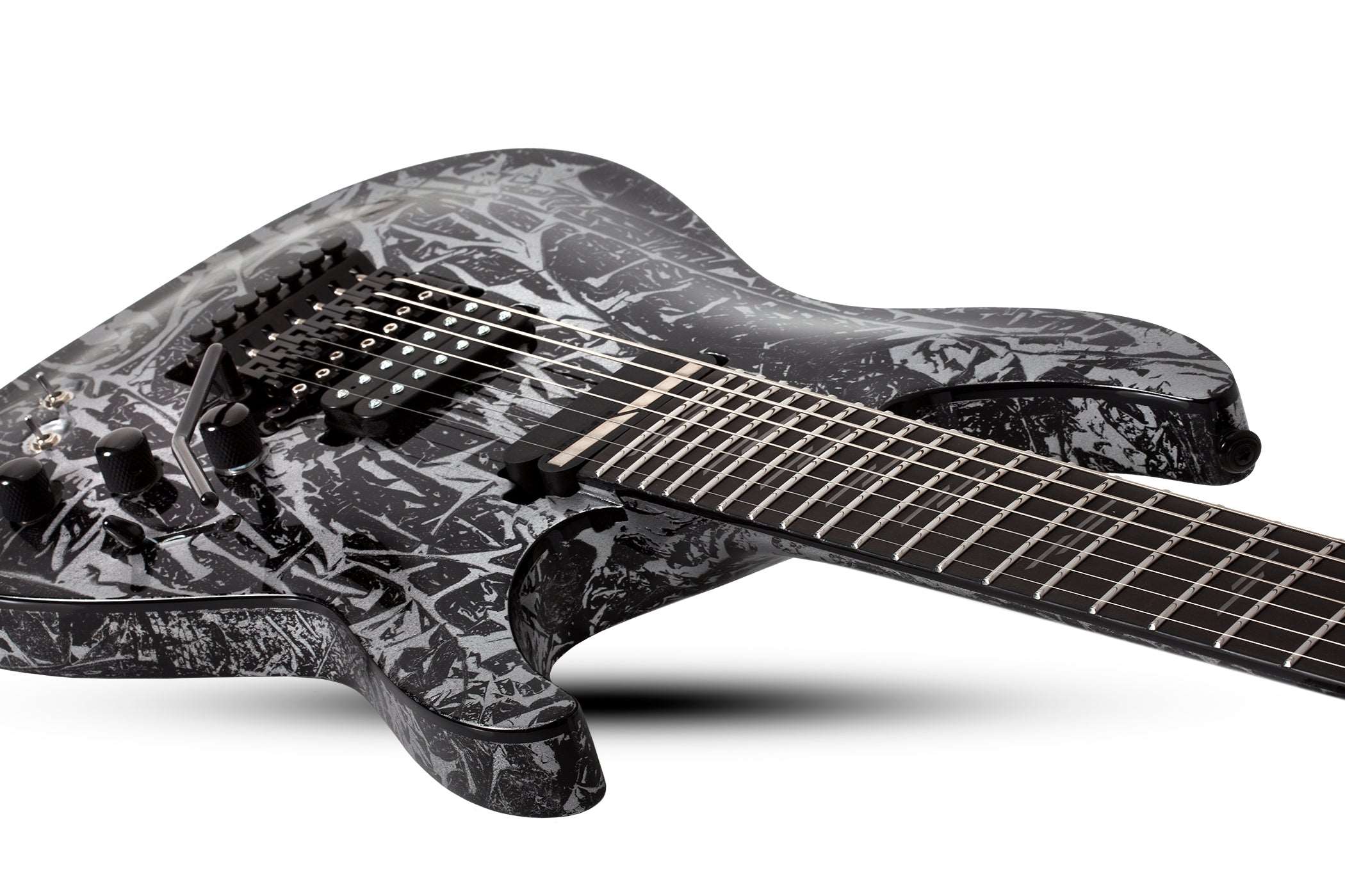 SCHECTER C-7 FLOYD ROSE-S SILVER MOUNTAIN 7-STRING ELECTRIC GUITAR - BLACK AND SILVER (1463) MADE IN KOREA, SCHECTER, ELECTRIC GUITAR, schecter-electric-guitar-c-7-frs-slvm7-bs, ZOSO MUSIC SDN BHD